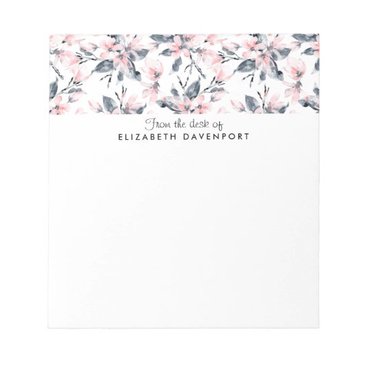 Bloc-note Motif d'aquarelle rose et gris (Devant)