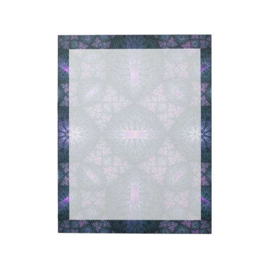 Bloc-note motif d'art fractal 3D Turquoise violet rose (Tourné)