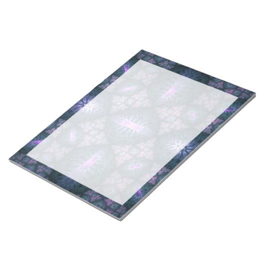 Bloc-note motif d'art fractal 3D Turquoise violet rose (Incliné)