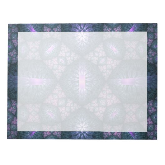 Bloc-note motif d'art fractal 3D Turquoise violet rose (Devant)