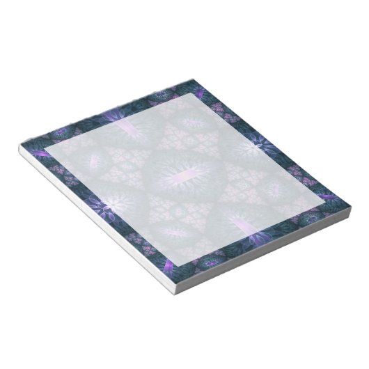 Bloc-note motif d'art fractal 3D Turquoise violet rose (Incliné)