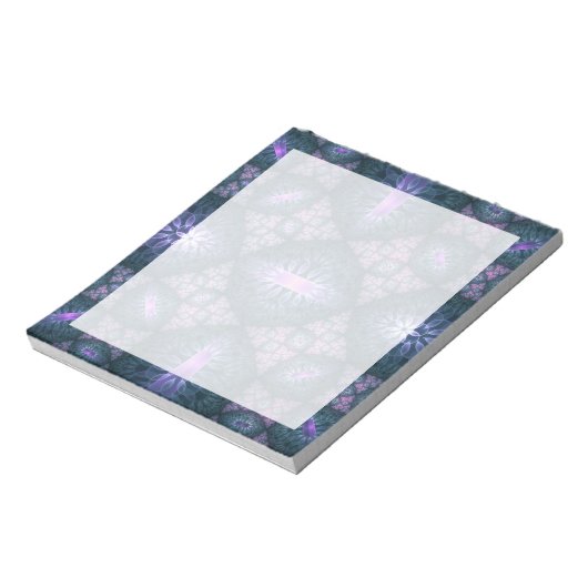 Bloc-note motif d'art fractal 3D Turquoise violet rose (Tourné)