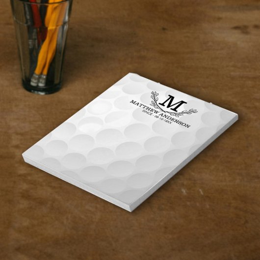 Bloc-note Motif de balle de golf personnalisé Nom Monogramme