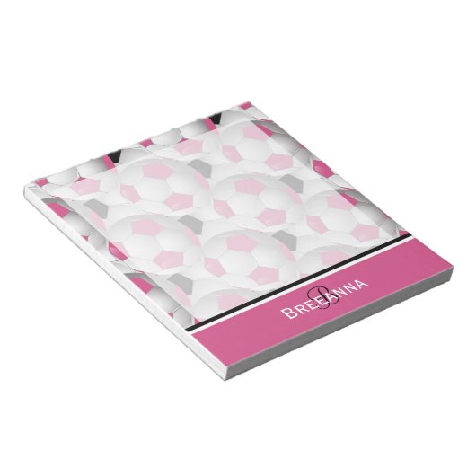 Bloc-note Motif de balle de soccer rose Monogram (Incliné)