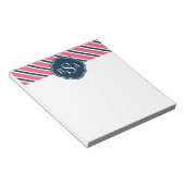 Bloc-note Motif de bande blanche rose monogramme (Incliné)