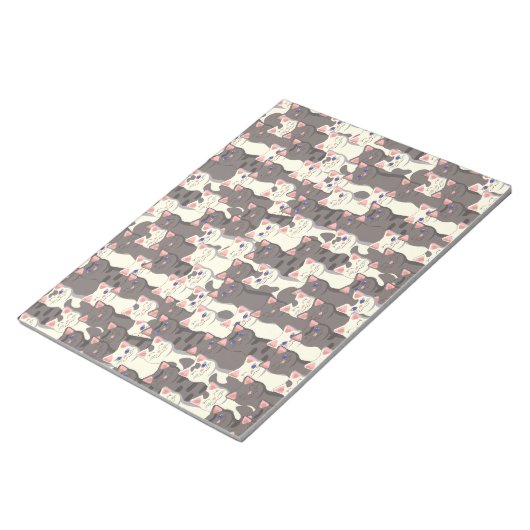 Bloc-note Motif de chats blancs et gris (Incliné)