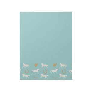 Bloc-note Motif de chevaux anglais en or et ivoire