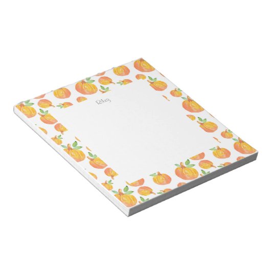 Bloc-note Motif de Citrouille d'aquarelle 3 (Incliné)