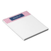 Bloc-note Motif de clé grecque rose et bleu foncé (Incliné)
