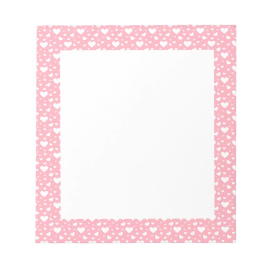 Bloc-note Motif de cœur blanc sur fond rose - Saint-Valentin (Devant)