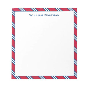 Bloc-note Motif de Cravate diagonale classique rouge et mari