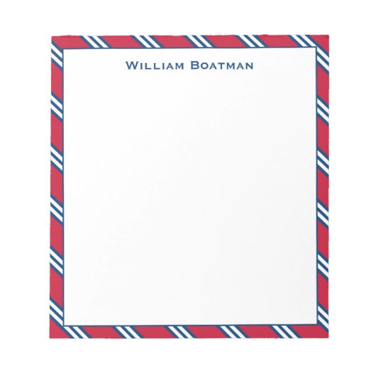 Bloc-note Motif de Cravate diagonale classique rouge et mari (Devant)