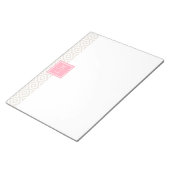 Bloc-note Motif de diamants de lin et monogramme (Incliné)