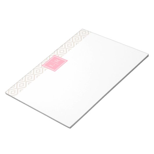 Bloc-note Motif de diamants de lin et monogramme (Incliné)
