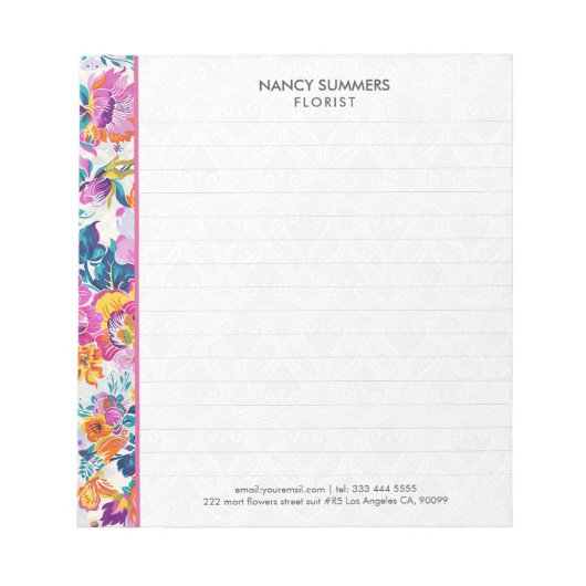 Bloc-note Motif de fleur coloré (Devant)