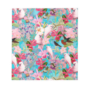 Bloc-note Motif De Fleur D'Oiseau Et D'Orchidées Rose Tropic