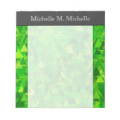 Bloc-note Motif de formes de triangle vert + nom (Devant)