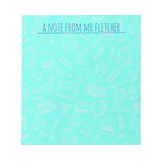 Bloc-note Motif de fournitures scolaires de dessin de ligne (Devant)