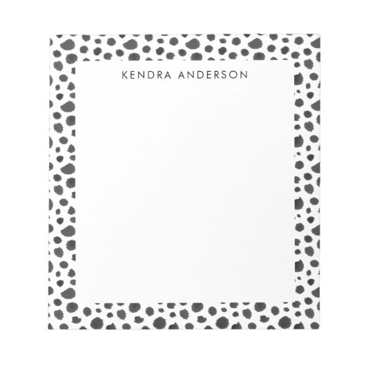 Bloc-note Motif de fourrure pour animal noir et blanc élégan (Devant)