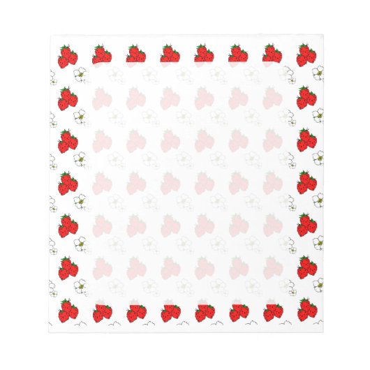 Bloc-note Motif de fraises et de fleurs rouges rétro (Devant)