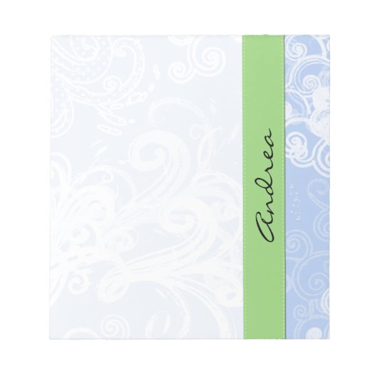 Bloc-note Motif De Frottes, Motif De Balayage, Bleu, Votre N (Devant)