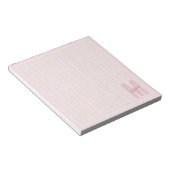 Bloc-note Motif de grille rose blush féminin monogramme nom (Incliné)