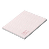 Bloc-note Motif de grille rose blush féminin monogramme nom (Tourné)