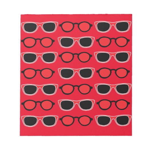 Bloc-note Motif de lunettes de soleil rouge noir (Devant)