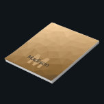 Bloc-note motif de maillage géométrique Brown Monogramme<br><div class="desc">Monogramme Personnalisez la papeterie de bureau de l'école de bloc-notes avec votre initiale et votre nom personnalisés. Maille géométrique triangulaire avec dégradé foncé foncé clair.</div>
