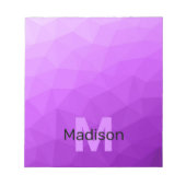 Bloc-note Motif de maillage géométrique violet Monogramme (Devant)