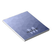 Bloc-note Motif de maille géométrique bleu gris Monogramme (Incliné)