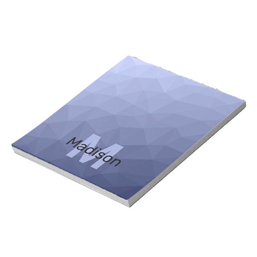 Bloc-note Motif de maille géométrique bleu gris Monogramme (Tourné)