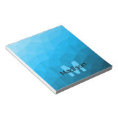 Bloc-note Motif de maille géométrique cyan bleu Monogramme (Incliné)