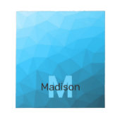 Bloc-note Motif de maille géométrique cyan bleu Monogramme (Devant)