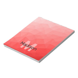 Bloc-note Motif de maille géométrique ombré rouge Monogramme