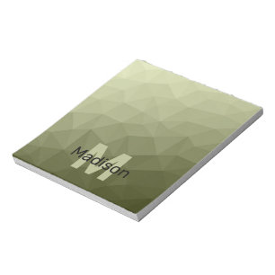 Bloc-note Motif de maille géométrique vert de l'armée Monogr