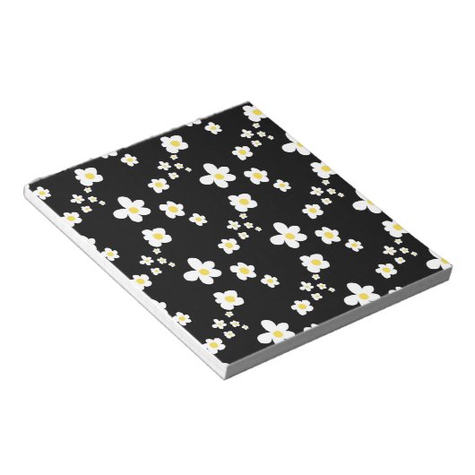 Bloc-note Motif de marguerite tendance noir jaune blanc, mod (Incliné)