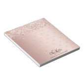 Bloc-note Motif de monogramme en confettis or rose (Incliné)