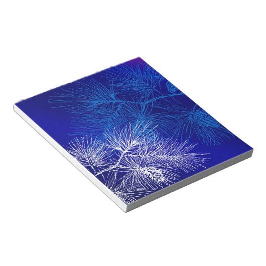 Bloc-note Motif de pin d'hiver blanc bleu (Incliné)