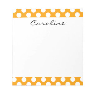 Bloc-note Motif de point à la mode blanc orange de polka