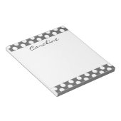 Bloc-note Motif de point de Polka blanc gris de monogramme (Incliné)