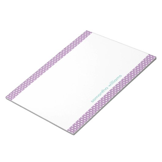 Bloc-note Motif de points et de bandes de lavande personnali (Incliné)
