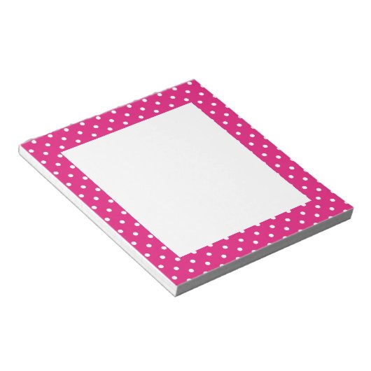 Bloc-note Motif de points Polka blanc et rose chaud (Incliné)