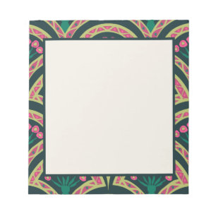 Bloc-note Motif de ventilateur floral rose et vert