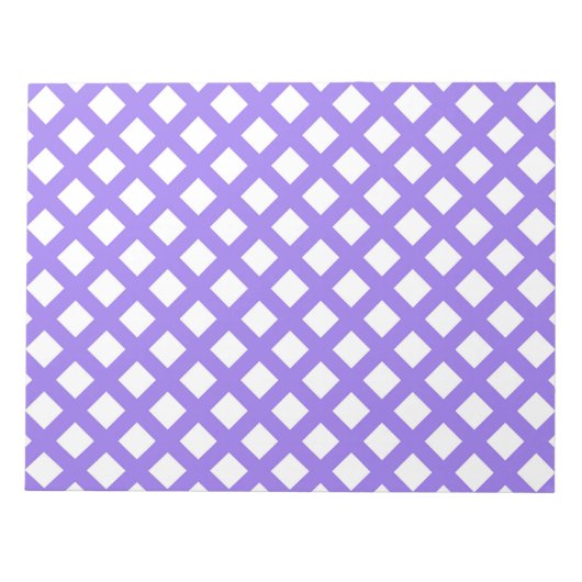 Bloc-note Motif diamant à carreaux violet blanc (Devant)
