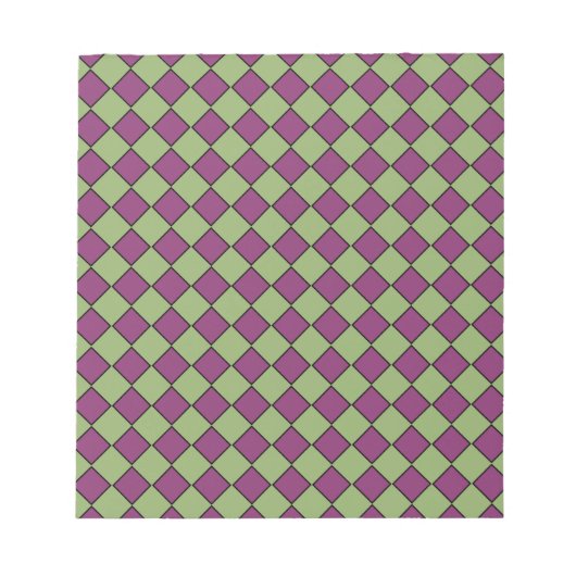 Bloc-note Motif diamant à carreaux violet vert (Devant)