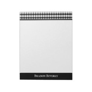 Bloc-note Motif Diamant noir et blanc Personnalisé