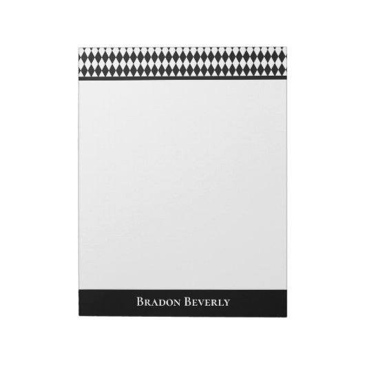 Bloc-note Motif Diamant noir et blanc Personnalisé (Tourné)