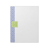 Bloc-note Motif Diamants Bleus et Monogramme (Tourné)