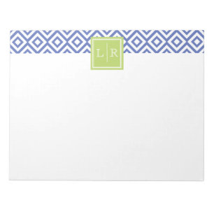 Bloc-note Motif Diamants Bleus et Monogramme